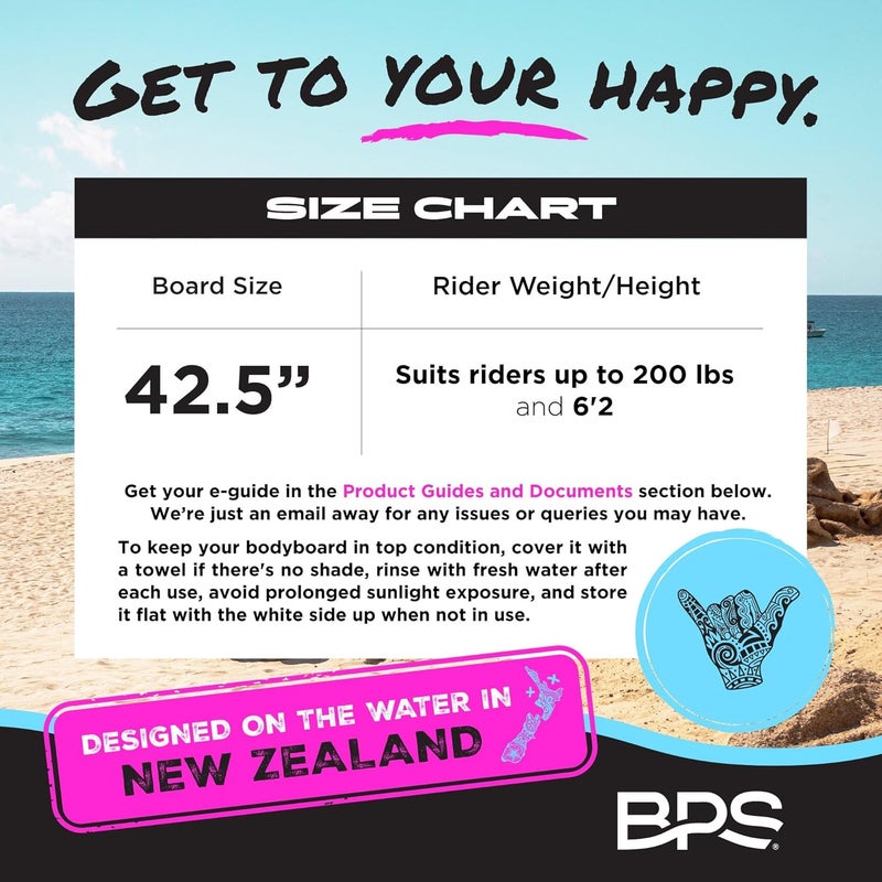 BPS لوح الجسم 'ستورم' برو 42.5" لجميع ظروف الأمواج - ألواح جسم خفيفة الوزن للشاطئ مع نواة EPS وقاع HDPE سلس وسطح IXPE مع حزام معصم وقابس للأطفال والبالغين - Image 1